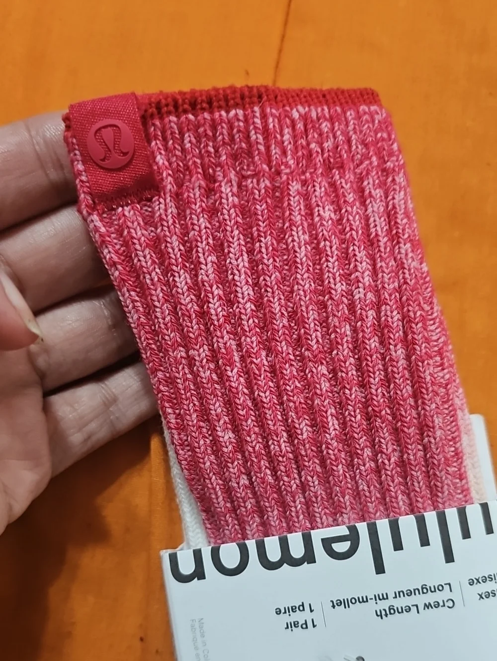 Lululemon Ragg Socks, Nwts! Womens Sz Large, Crew Length! CCLD/MSRK/PIAR